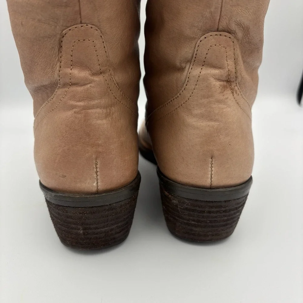 Naughty Monkey Knee-High Tall Boots Women's 6 Light Tan Leather NMW1267251 EUC